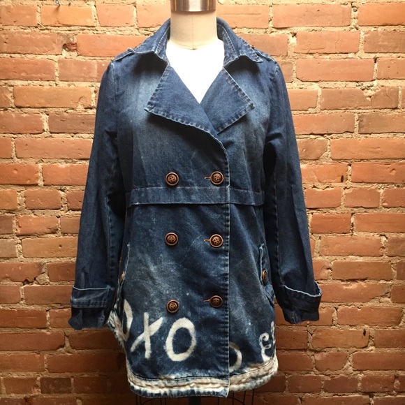 VINTAGE XOXOX Upcycled Bleached Denim Jacket - Picture 2 of 7